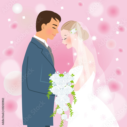 向かい合う新郎新婦