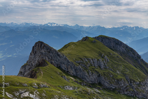 Panromaic view from Rofanspitze with Sagzahn and Alpine divide
