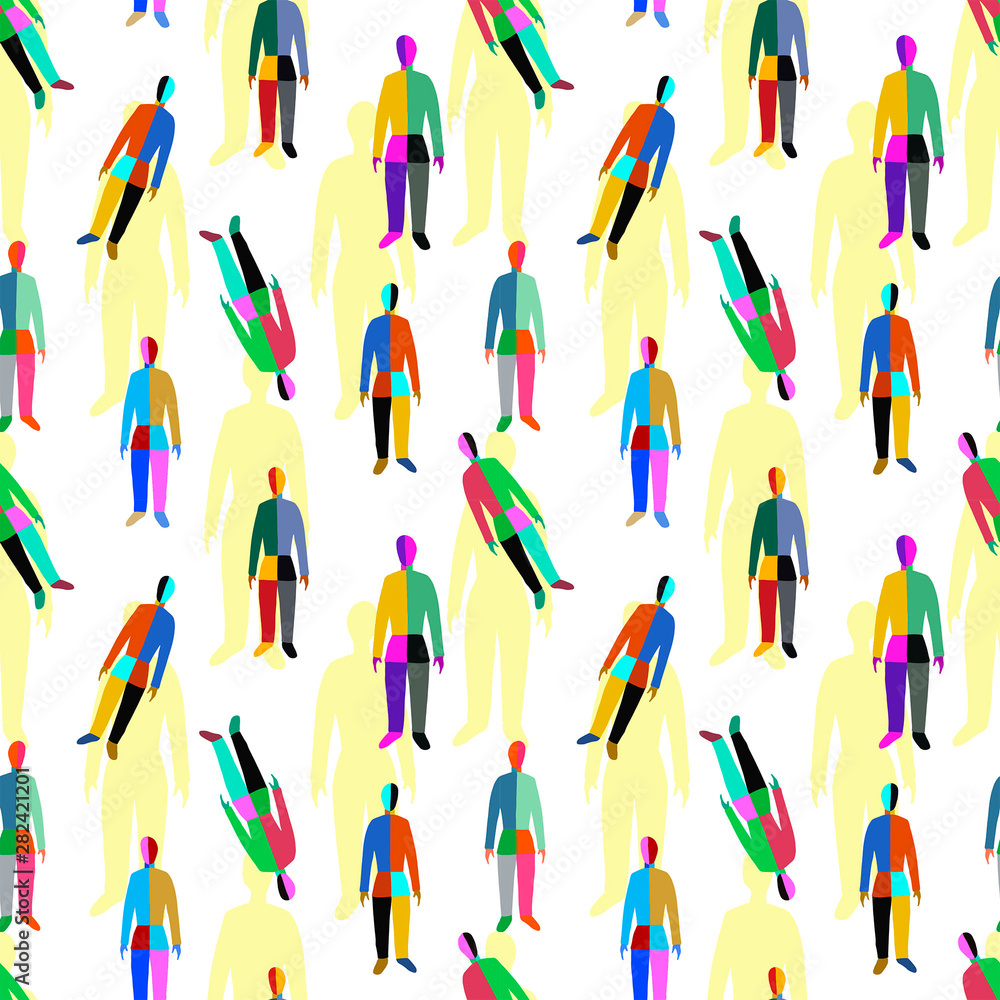 Seamless pattern with people silhouettes