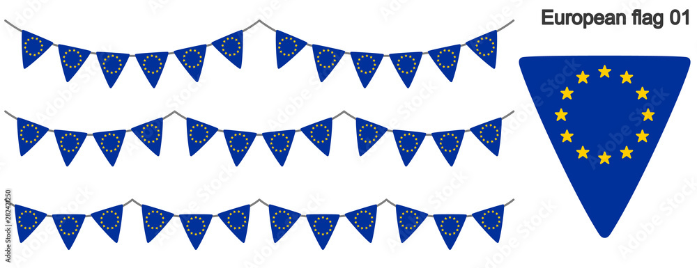 Obraz premium 欧州旗のガーラーンド ベクターデータ（bunting garland）