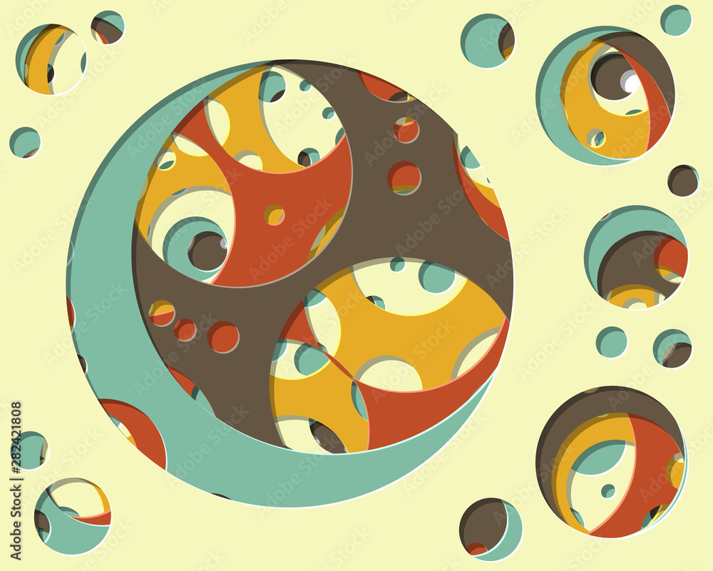 Abstract Generative Art color distributed circles holes background illustration Abstract Generative Art color distributed circles holes background illustration