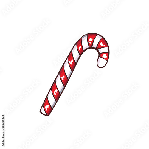 Fototapeta Naklejka Na Ścianę i Meble -  Christmas or New Year green candy cane isolated vector illustration. Freehand sweets food decor for winter holidays on white background