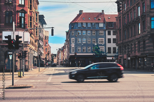 Car on the road in Copenhagen