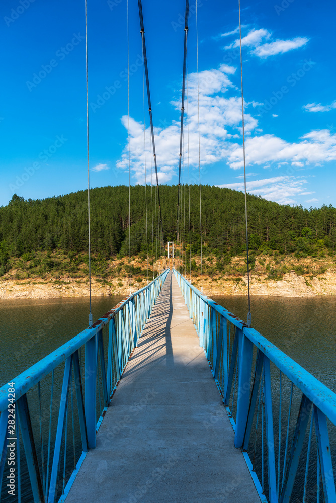 Suspension bridge over Kardzhali dam, Bulgaria near Suhovo village