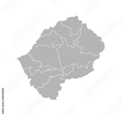 Vector isolated illustration of simplified administrative map of Lesotho. Borders of the districts (regions). Grey silhouettes. White outline