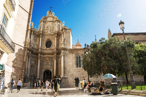 Valencia Cathedral, Spain - Valencia - La Plaza De La Reina - Square Reina  Baroque, Romanesque and gothic style.