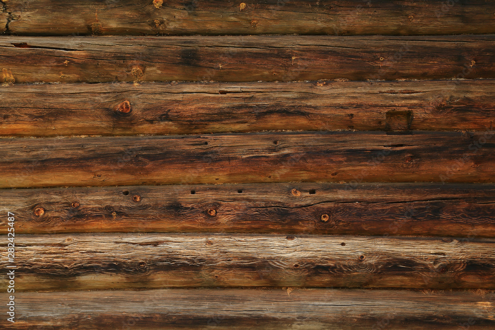 Fototapeta premium Texture of an old, wooden wall made of timber.