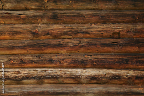 Texture of an old, wooden wall made of timber.