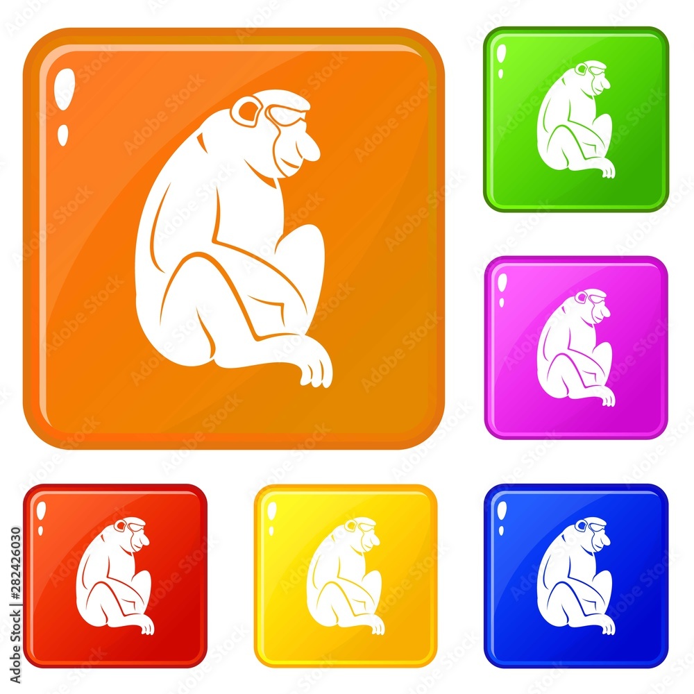 Obraz premium Orangutan icons set collection vector 6 color isolated on white background