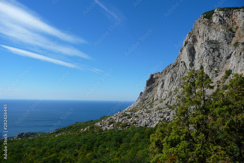 Landscape on background sea and rocks