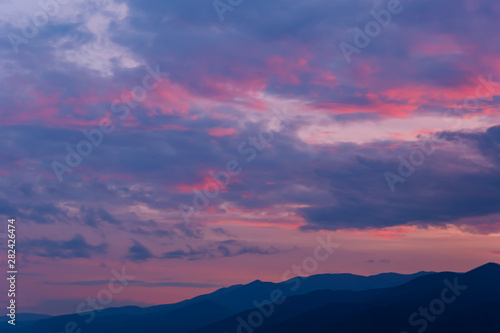 Beautiful mountain summer evening sunset landscape Lake Baika