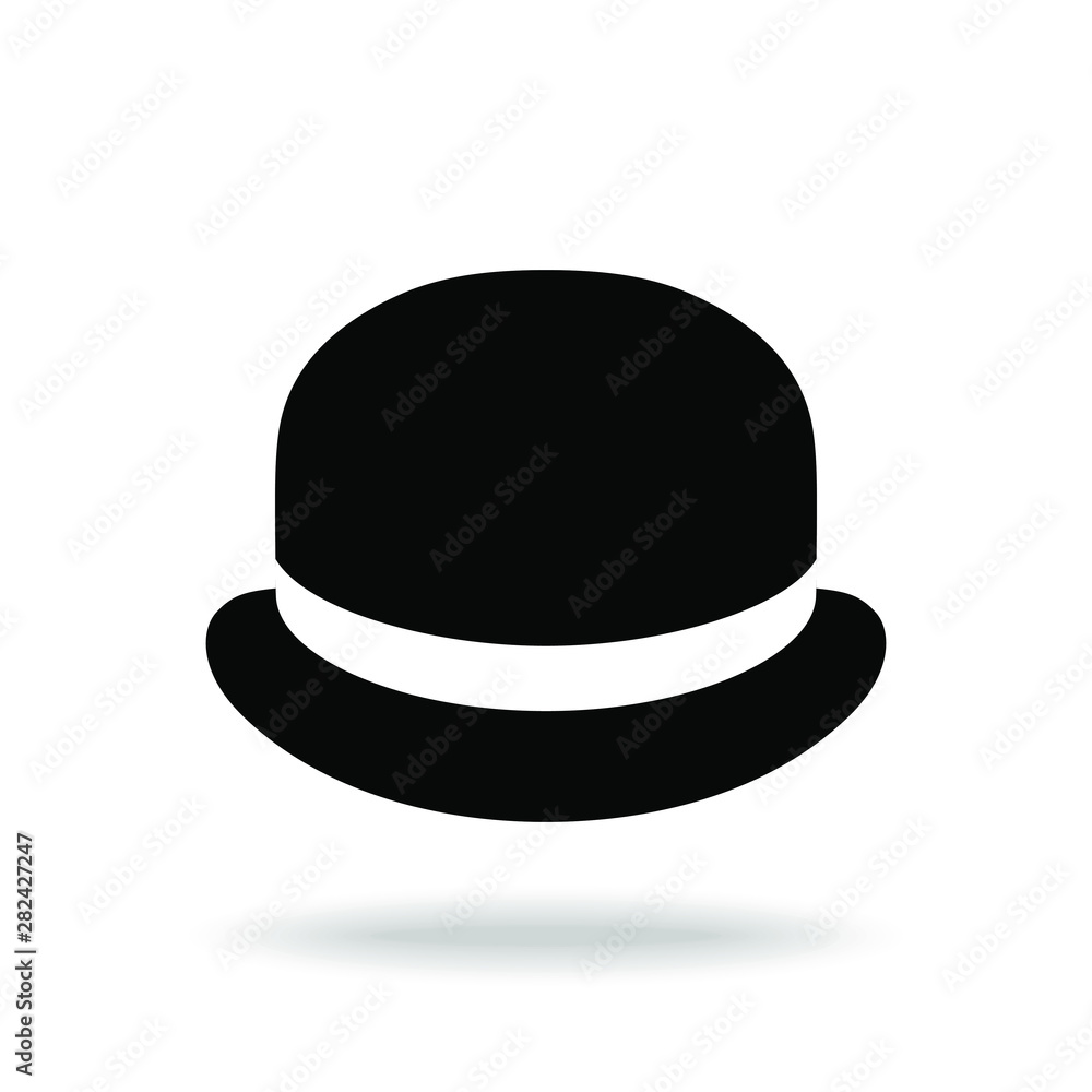Bowler hat graphic icon. Black hat sign isolated on white background. Vector illustration Bowler hat graphic icon. Black hat sign isolated on white background. Vector illustration