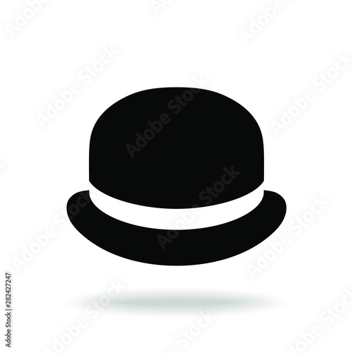Bowler hat graphic icon. Black hat sign isolated on white background. Vector illustration