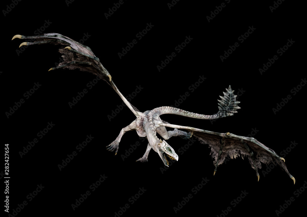 Fototapeta premium 3D Rendering Fairy Tale Dragon on Black