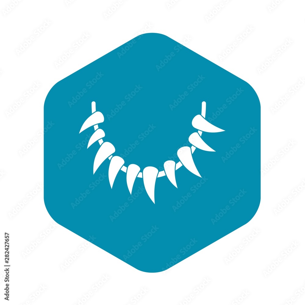 Tooth necklace icon. Simple illustration of tooth necklace vector icon for web Tooth necklace icon. Simple illustration of tooth necklace vector icon for web