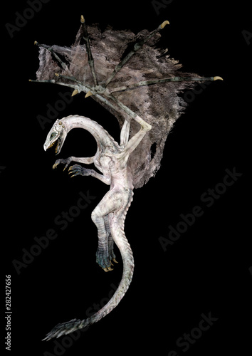 3D Rendering Fairy Tale Dragon on Black