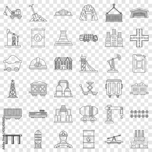 Plant icons set. Outline style of 36 plant vector icons for web for any design