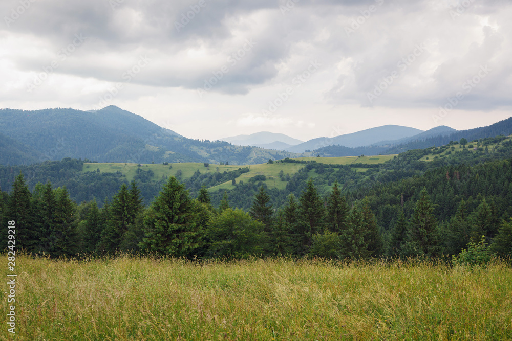 Fototapeta premium Mountain landscape before the rain. Carpathian Mountains, Ukraine.