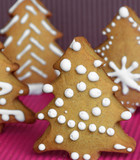 New Year's party ideas for kids. Christmas snack, cookies in shape of trees. Christmas homemade ginger cookies