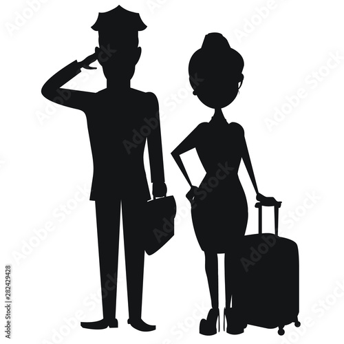 silhouette pilot with bag