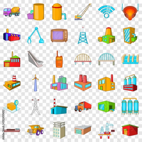 Factory icons set. Cartoon style of 36 factory vector icons for web for any design