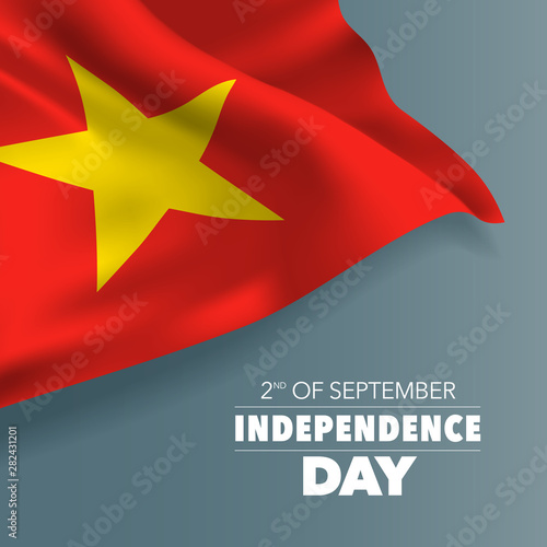 Vietnam happy independence day greeting card, banner, vector illustration