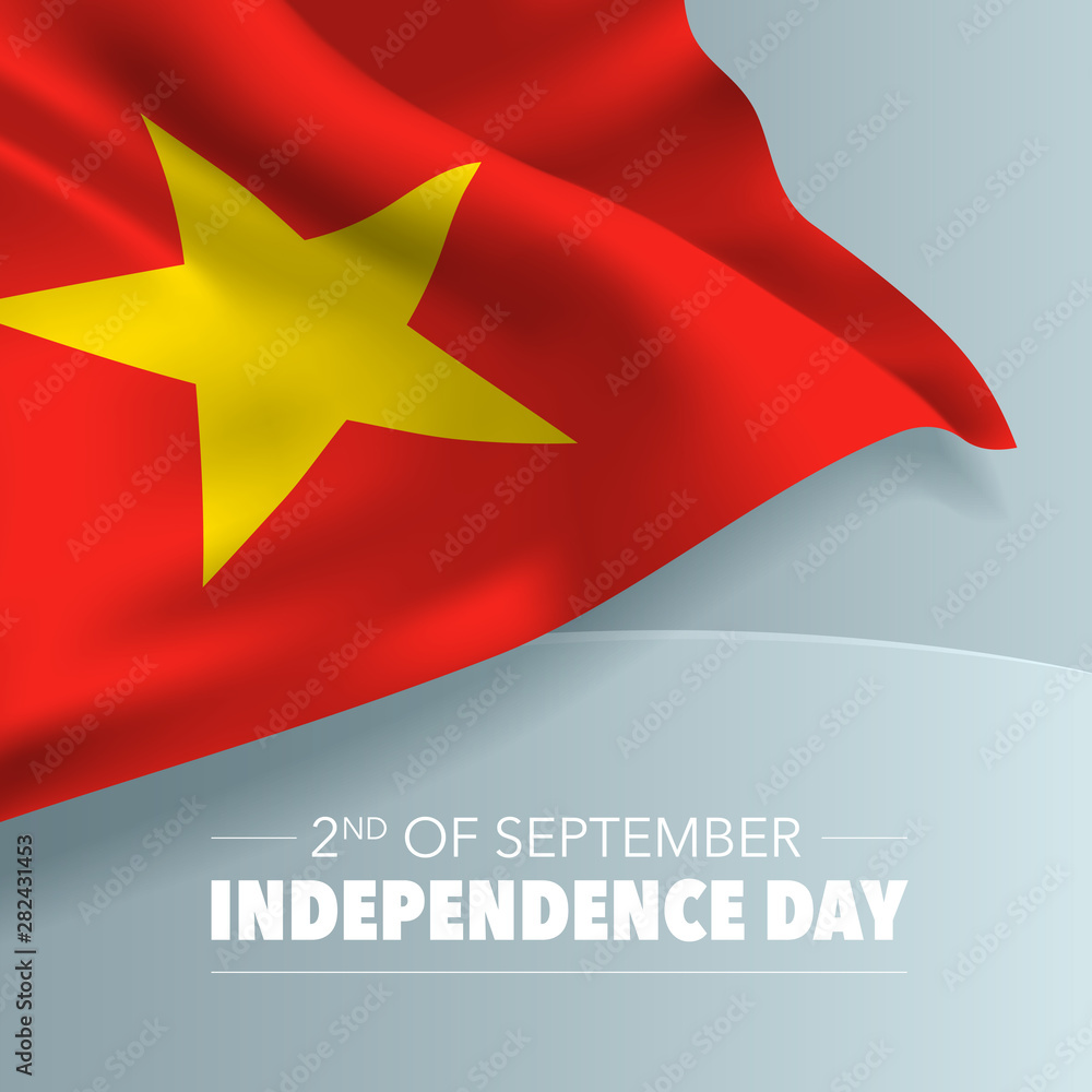 Vietnam happy independence day greeting card, banner, vector illustration