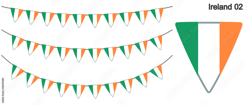 Fototapeta premium アイルランドの国旗のガーラーンド ベクターデータ（bunting garland）