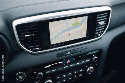 Modern car multimedia control system with navigation map mode