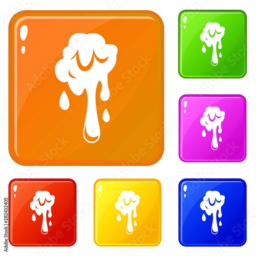 Dripping slime icons set collection vector 6 color isolated on white background