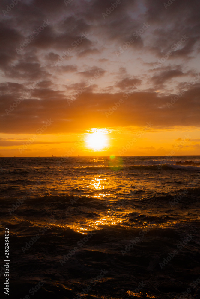 sunset at Azkorri beach, located in Vizcaya