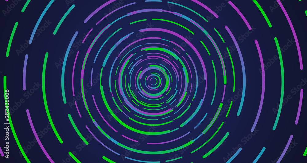 Obraz premium Colorful neon circle dashed lines, vector illustration