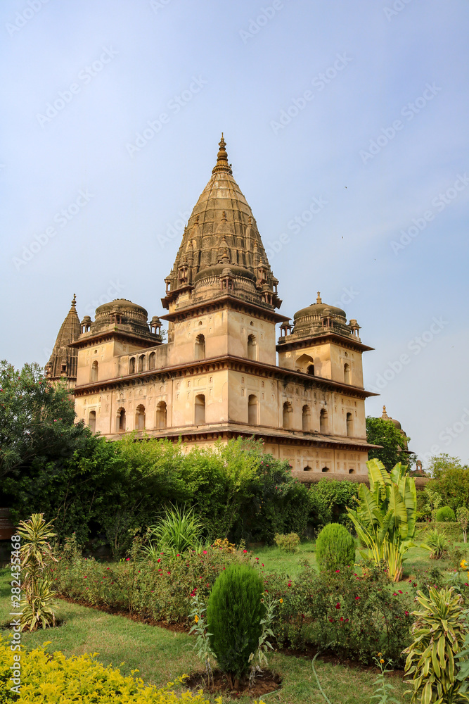 Cenotaph chhatries near the Betwa River in Orchha, India