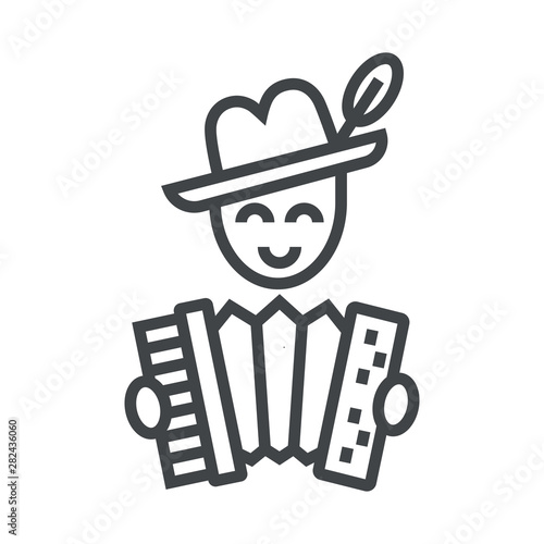 Line icon man plays accordion
