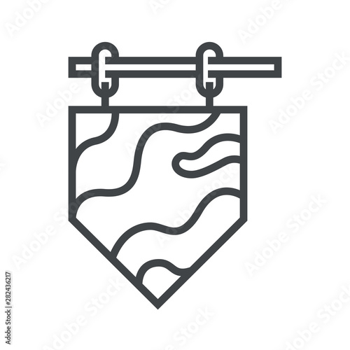 Line icon wooden sign