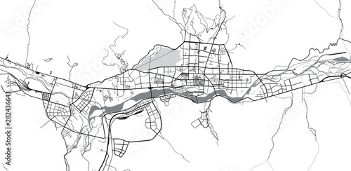 Urban vector city map of Lhasa, China