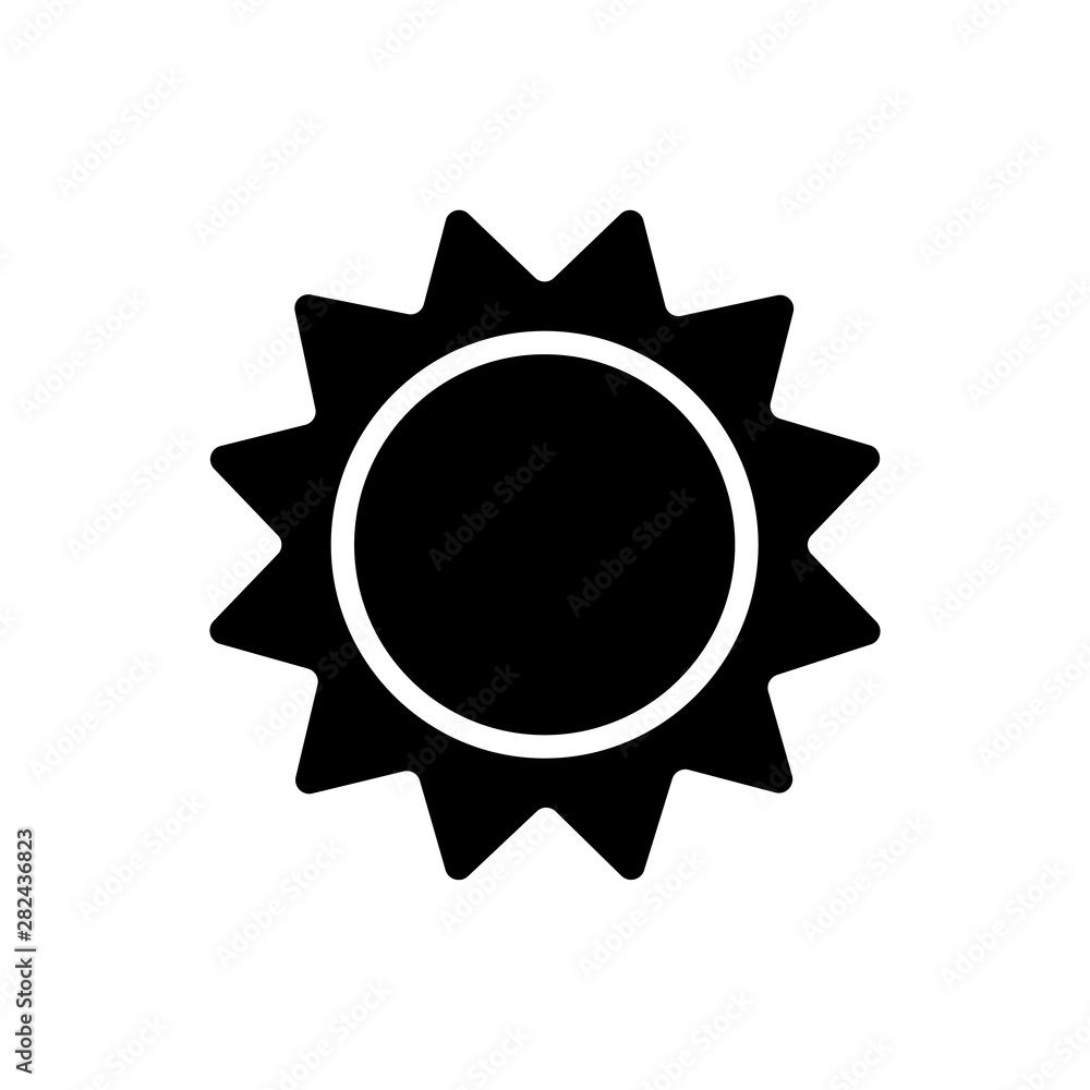 Sun glyph icon. Isolated flat vector symbol illustration on Sun glyph icon. Isolated flat vector symbol illustration on
