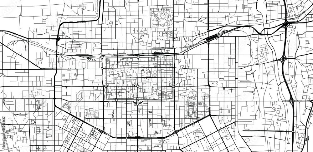 Fototapeta premium Urban vector city map of Xian, China