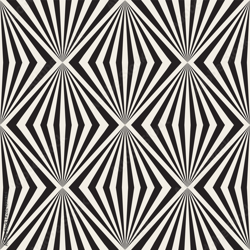 Seamless geometric stylish illusion pattern. Simple monochrome design. Creative fashion striped texture.
