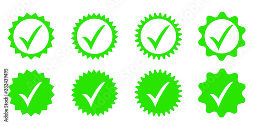 Green approved icon. Profile Verification. Accept badge.