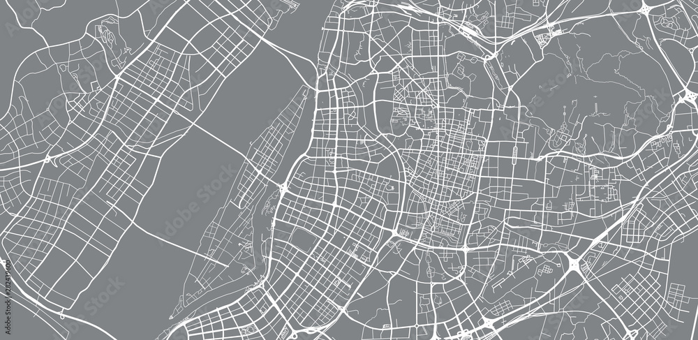 Urban vector city map of Nanjing, China