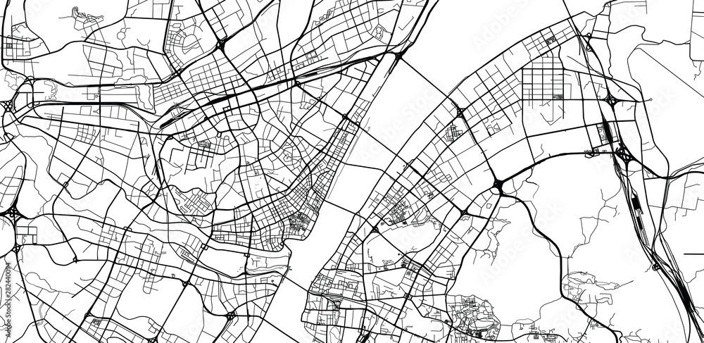 Urban vector city map of Wuhan, China