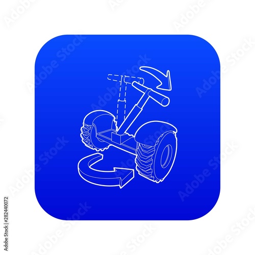 Inclined segway icon blue vector isolated on white background