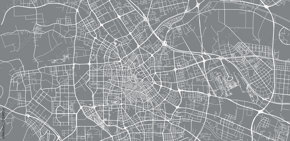 Urban vector city map of Tianjin, China