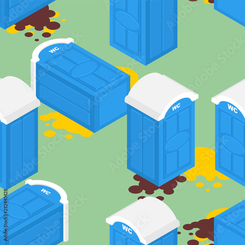 Portable toilet pattern seamless. WC Street palstic background. vector texture