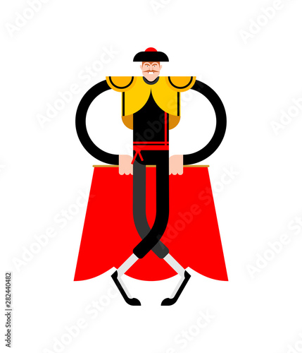 Matador isolated. Bullfighter cartoon. Bullfight vector illustration