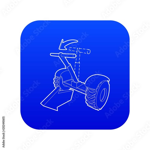 Front inclined segway icon blue vector isolated on white background