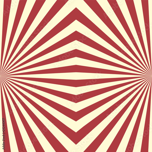 Seamless geometric striped red pattern. Decorative abstract illusion background. Creative linear texture