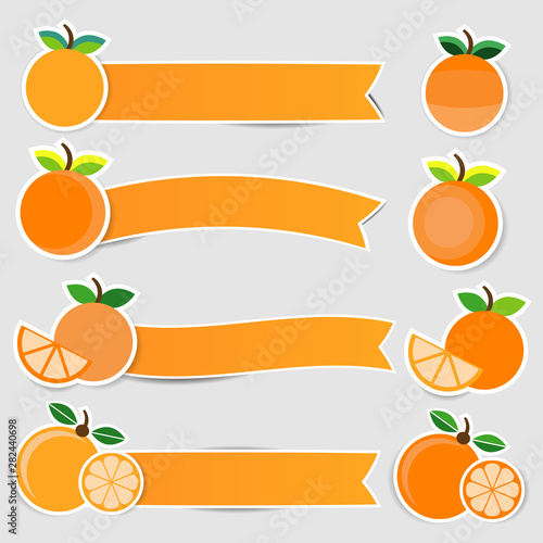 Cute orange fruit stickers with ribbon