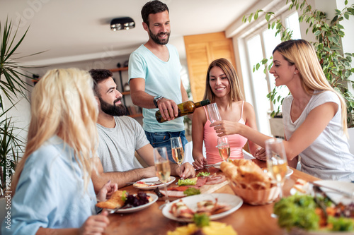 Group of friends having dinner